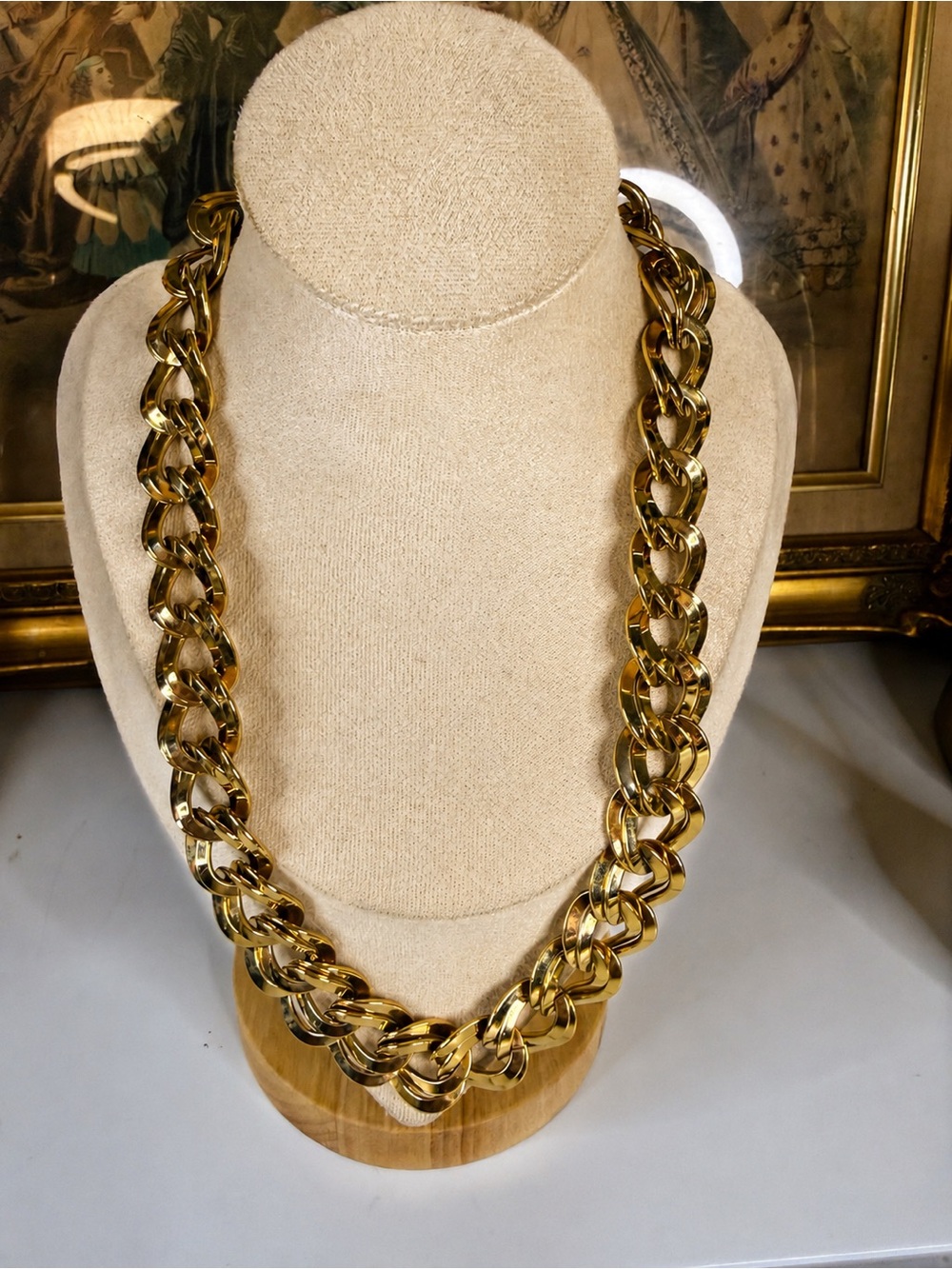 Vintage Monet Gold Tone Chunky Link Statement Necklace 20” Heavy 131.5g